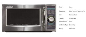 Sharp R-21LCFS Medium Duty Commercial Microwave Oven