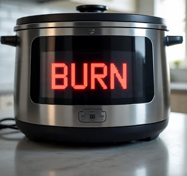 Instant Pot display showing the food burn error message