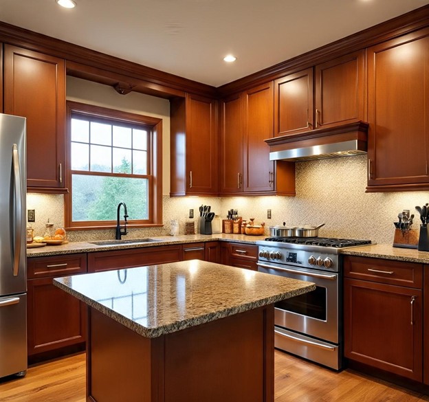 Home kitchen organized with distinct areas for active cooking, warming, and prep work